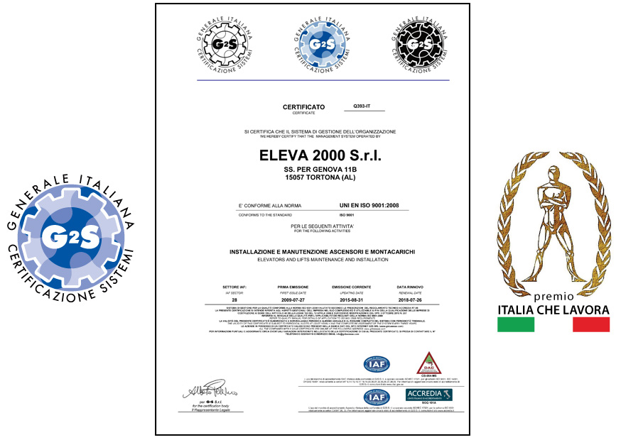 Certificazioni UNI EN ISO 9001:2000